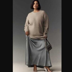 New XL By Anthropologie long-sleeve Twofer sweater slip midi dress